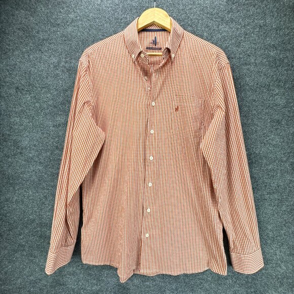 johnnie-O Other - **SOLD**Johnnie O Shirt Mens Large Orange White Button Down Gingham